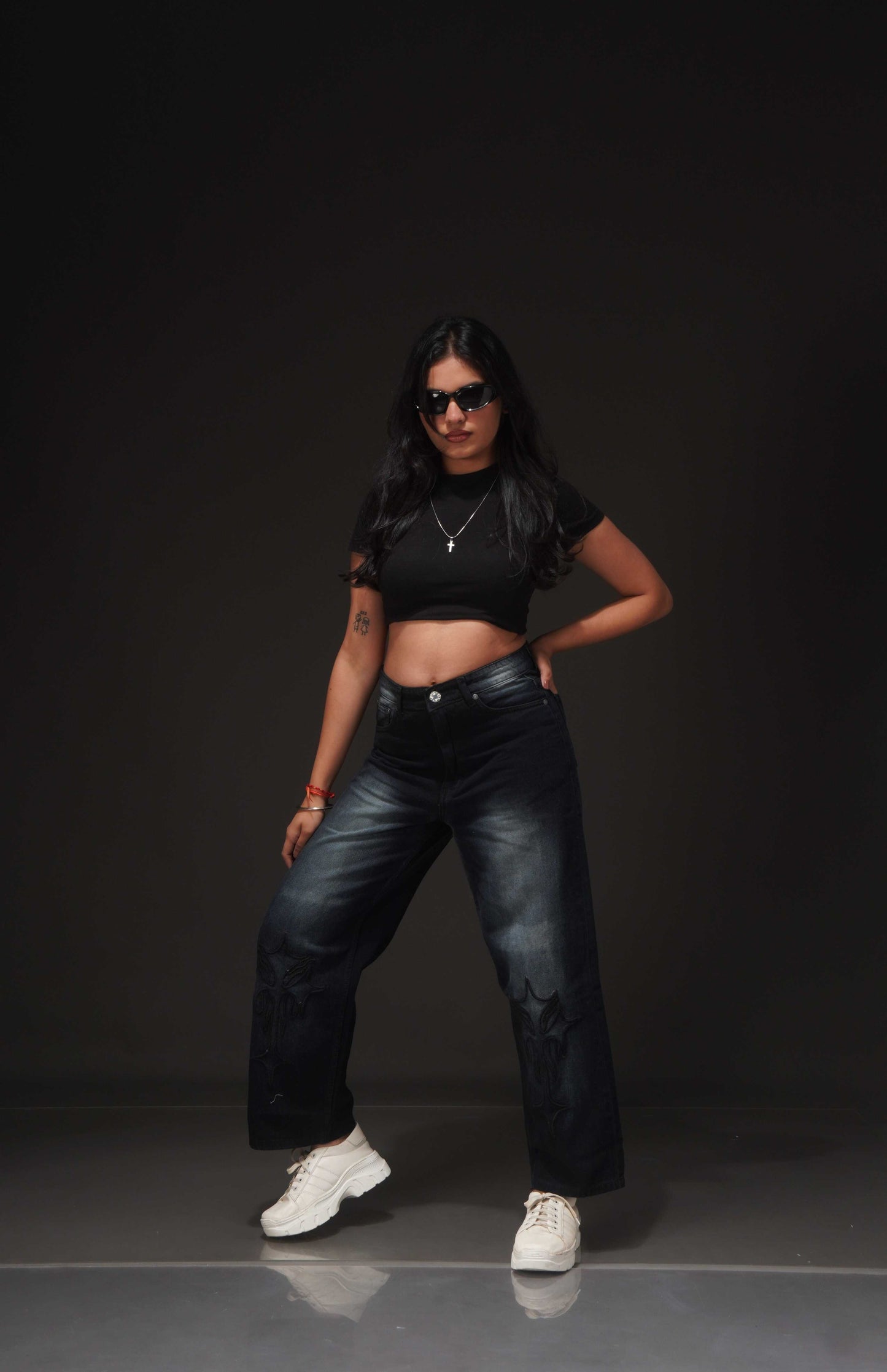 Shadow Bloom Denim: The Embroidered Fade