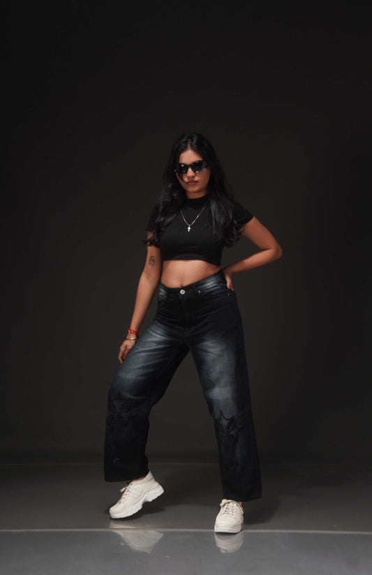 Shadow Bloom Denim: The Embroidered Fade