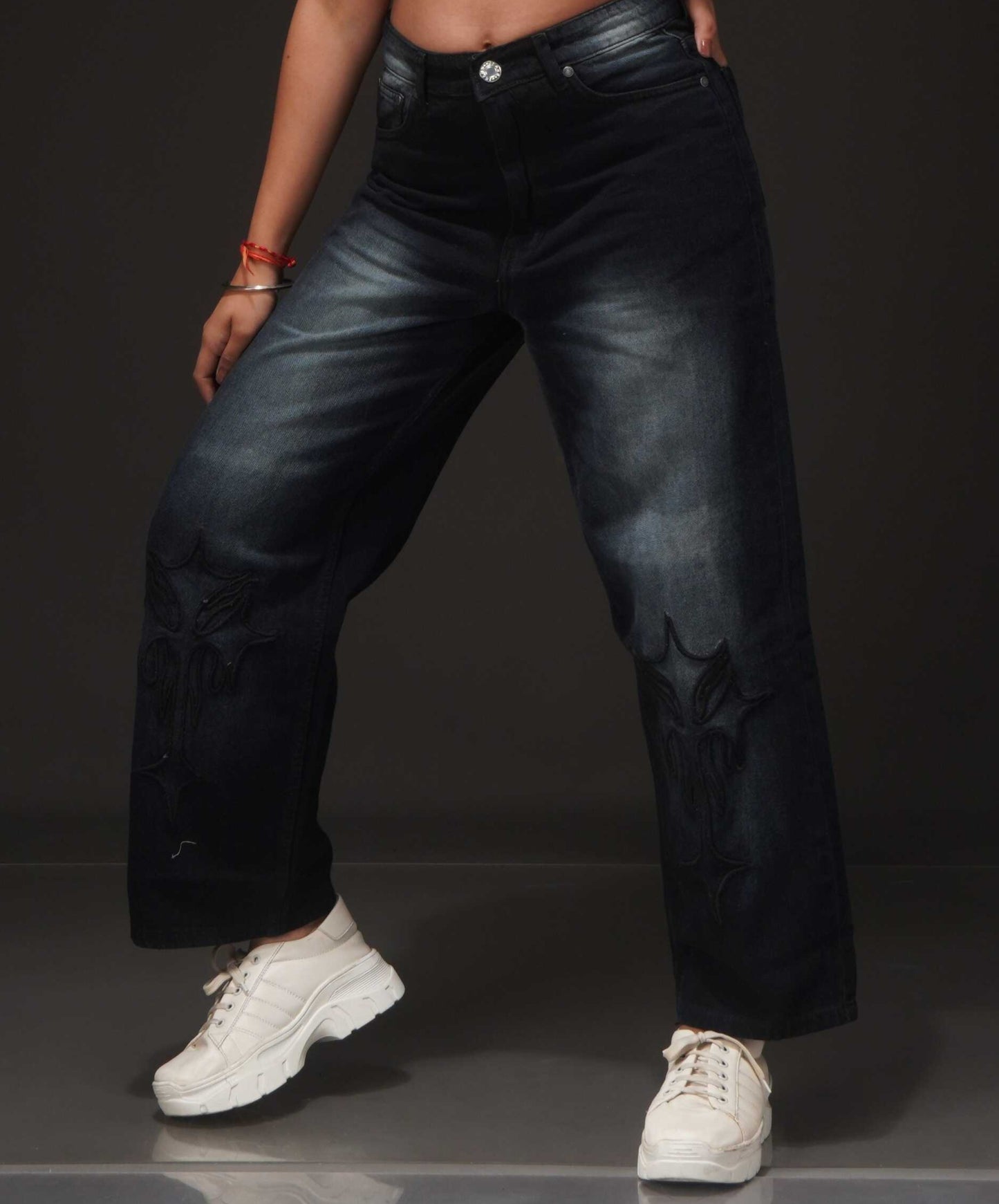 Shadow Bloom Denim: The Embroidered Fade